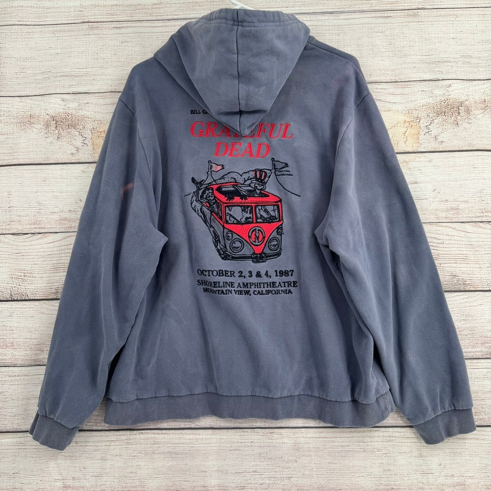 Marine Layer Hoodie Men XL Blue Grateful Dead 1987 Shoreline Zip Up Distressed